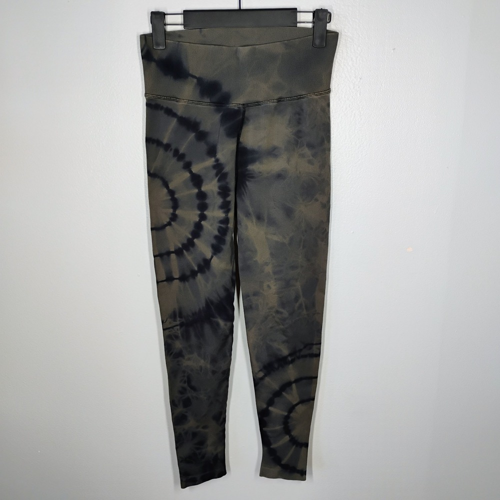 OFFLINE By Aerie Seamless Tie Dye Leggings Womens Small Black Gray Hippie Grunge